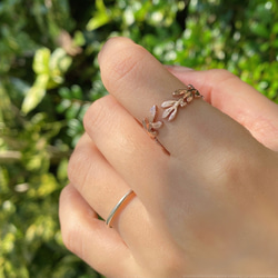 全体型 ❊ 月桂樹ラッキーモチーフリングピンクゴールド❊身につけていると、幸せになれる✧˖° 10枚目の画像