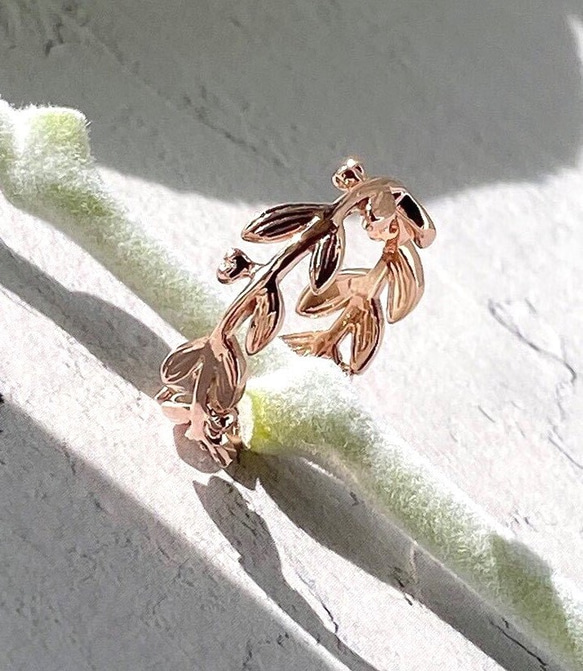 全体型 ❊ 月桂樹ラッキーモチーフリングピンクゴールド❊身につけていると、幸せになれる✧˖° 1枚目の画像