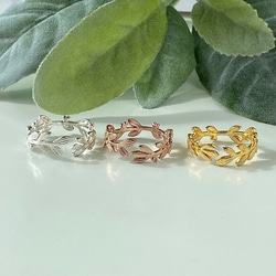 全体型 ❊ 月桂樹ラッキーモチーフリングピンクゴールド❊身につけていると、幸せになれる✧˖° 3枚目の画像