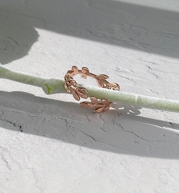 全体型 ❊ 月桂樹ラッキーモチーフリングピンクゴールド❊身につけていると、幸せになれる✧˖° 5枚目の画像