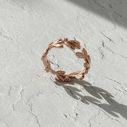 全体型 ❊ 月桂樹ラッキーモチーフリングピンクゴールド❊身につけていると、幸せになれる✧˖° 7枚目の画像