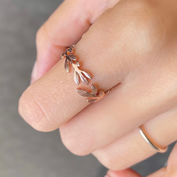 全体型 ❊ 月桂樹ラッキーモチーフリングピンクゴールド❊身につけていると、幸せになれる✧˖° 8枚目の画像