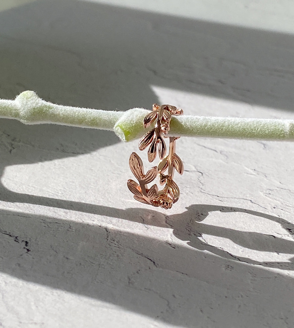 全体型 ❊ 月桂樹ラッキーモチーフリングピンクゴールド❊身につけていると、幸せになれる✧˖° 9枚目の画像