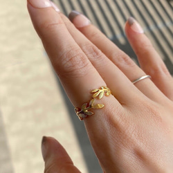 全体型 ❊ 月桂樹ラッキーモチーフリング18kgp ❊身につけていると、幸せになれる✧˖° 7枚目の画像