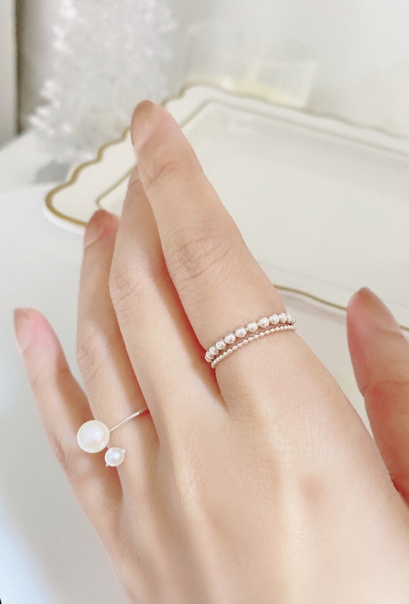 華奢なDoubleまるまる シルバーリングRG56 1枚目の画像