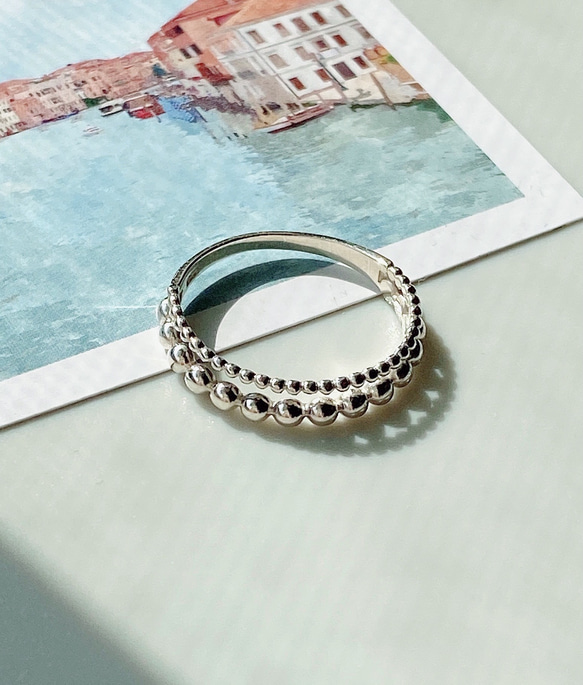 華奢なDoubleまるまる シルバーリングRG56 2枚目の画像