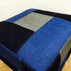 DENIM KAKU STOOL/パッチワーク　デニム　スツール 4枚目の画像