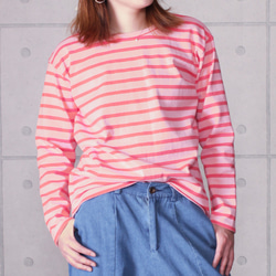 ☆【送料無料】ボーダー長袖トップス（ピンク） カットソー ララツコ