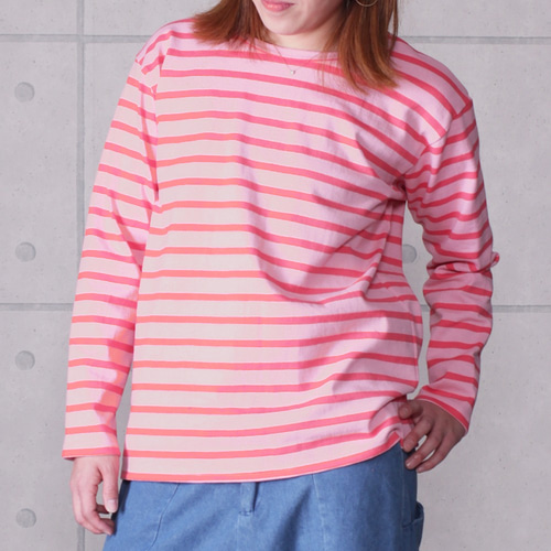 ☆【送料無料】ボーダー長袖トップス（ピンク） カットソー ララツコ
