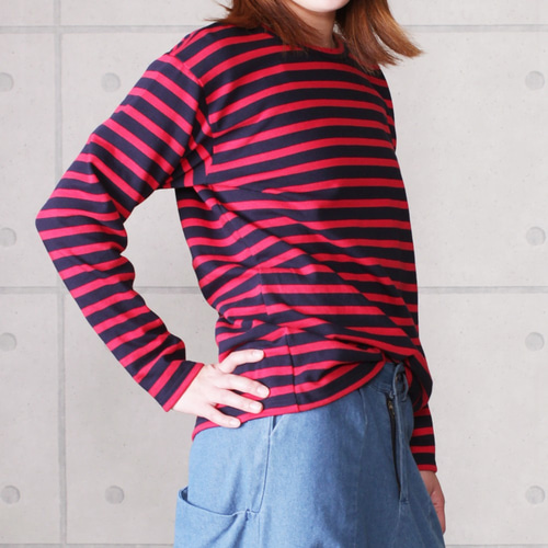 【Hollister】長袖 ボーダー ラグビー トップス / 送料無料 ☆【送料無料】ボーダー長袖トップス（ネイビー×レッド