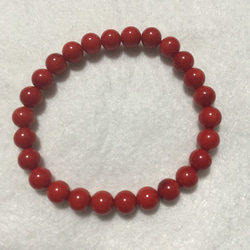 3月誕生石　コーラル（赤珊瑚）ブレスレット　サイズ：13〜20cm 赤色オペロンゴム使用 天然石6～6.5mm数珠 3枚目の画像