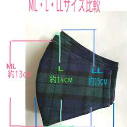 ML・L・LLサイズ☆キルト芯入り ・弱起毛 グレンチェックの冬マスク(黒×オフホワイト） 4枚目の画像