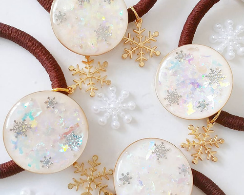 新作☆レジンヘアゴム　冬の妖精　雪明かり 0_2b8eb274e86761ce900765ea5553