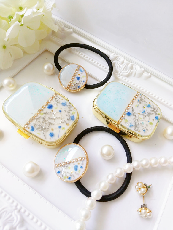 限定ギフトセット✨お花のピルケースとヘアゴム レジン 花