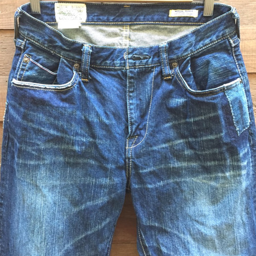 彼氏からの御下がり仕様 13oz 5ポケット ストレートパンツ パッチ 