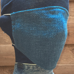 ヴィンテージ生地　マスク　本藍先染め　天然素材　インディゴ　藍染　レギュラー色　アムンゼン織　バイオ加工　エシカル 2枚目の画像