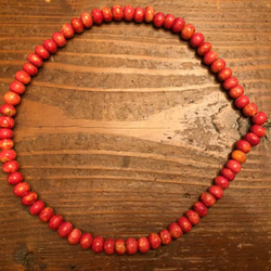 古インド　古色赤色のウッドビーズ一連　約60cm　10×7.5㎜ 多少ばらつきがあります 1枚目の画像