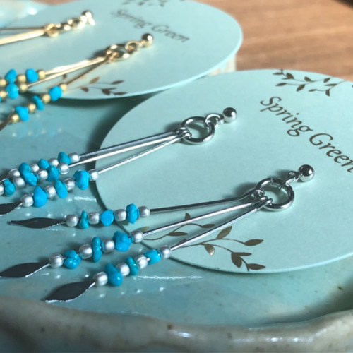 楽天市場】Amer Bijoux ラピス ターコイズ ピアス 大きめ