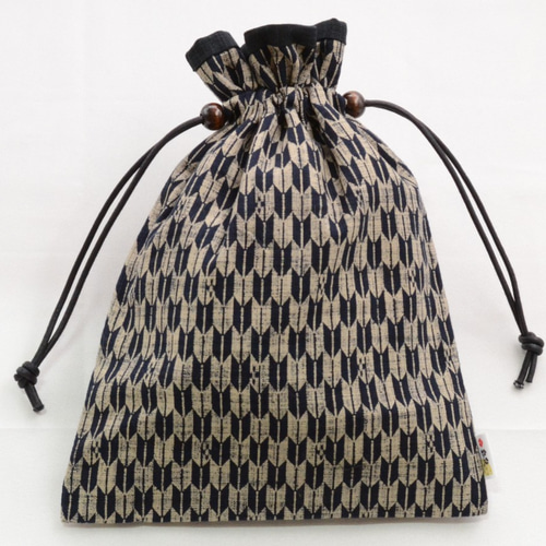 巾着/ポーチ：藍染風おしゃれな和柄の矢絣□小物や御朱印帳入れに