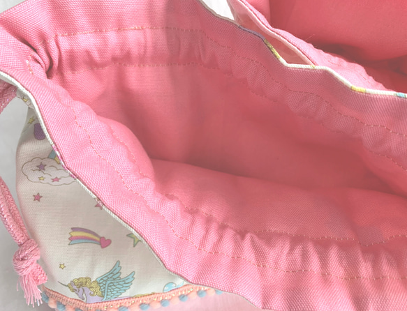 再販5‼︎入園入学2023☆虹のユニコーン☆お弁当袋とコップ袋のセット☆ミントグリーン、ピンク、ミルキーホワイト 8枚目の画像