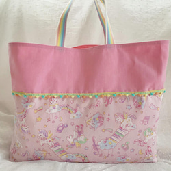 10.レッスンバッグ 3点セット 猫 くすみピンク ダマスク ハンドメイド