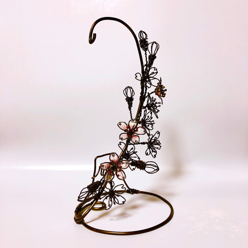 サンキャッチャー付き桜と富士山のスタンド ワイヤークラフト