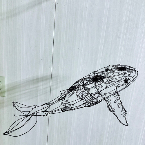 受注販売】シロナガスクジラ くじら 鯨 平面 壁掛け ワイヤー