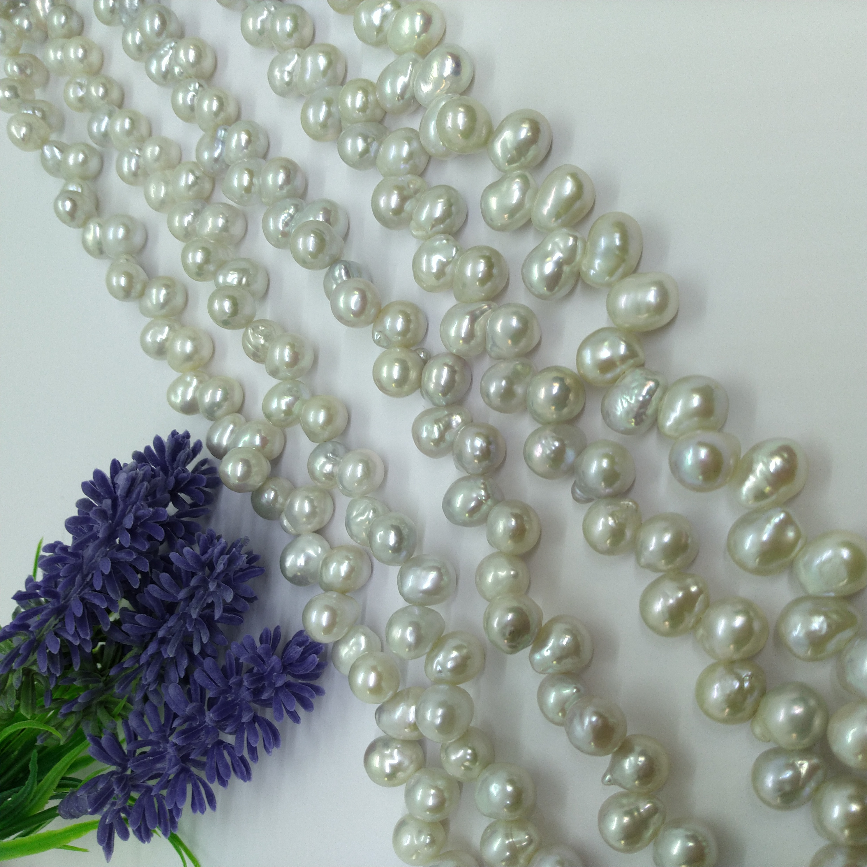 淡水パール 有核ドロップクレオ ホワイト 約7-8mm 約20cm 877354