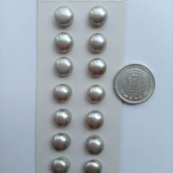 淡水パール　グレー　ボタン　片穴ルース　9～9.5ｍｍ　1ペア(2個)　774912 3枚目の画像
