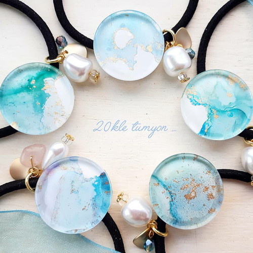 Bleugreen/～花緑青Hanarokusho～ 』ヘアゴム*(ゴム替え可)一点物