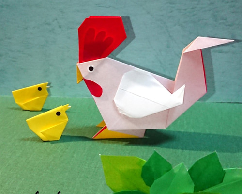 折り紙】にわとり・ヒヨコ・葉っぱ 3点セット その他素材 pirka kampi