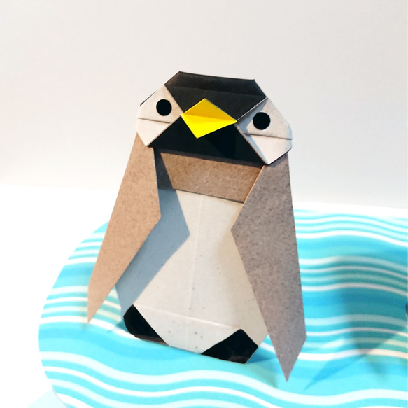 【折り紙】ペンギンファミリー(魚＆水面付き) 親子 兄弟 3枚目の画像