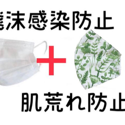 マスクカバー(立体仕立て)(地球の息吹き) 飛沫感染防止+肌荒れ防止　二重マスク 2枚目の画像