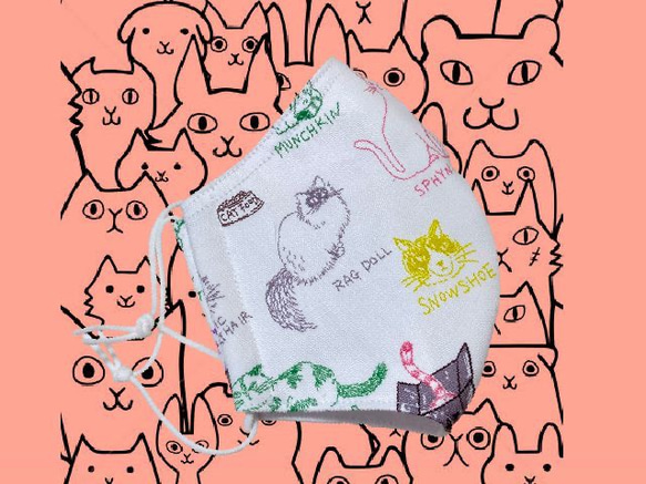 【猫シリーズ】呼吸がしやすい立体マスク 1枚売り(ニャンニャン物語) 3枚目の画像