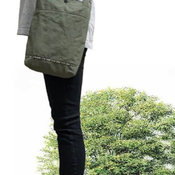 【お散歩バッグ(モスグリーン)】シンプルバッグ　とても便利　軽量 1枚目の画像