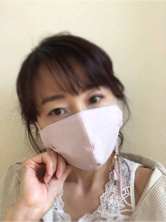 【接触冷感コットン】リバーシブル飾り付き夏マスク premium gelato mask  ～プラージュ フロマージュ～ 8枚目の画像