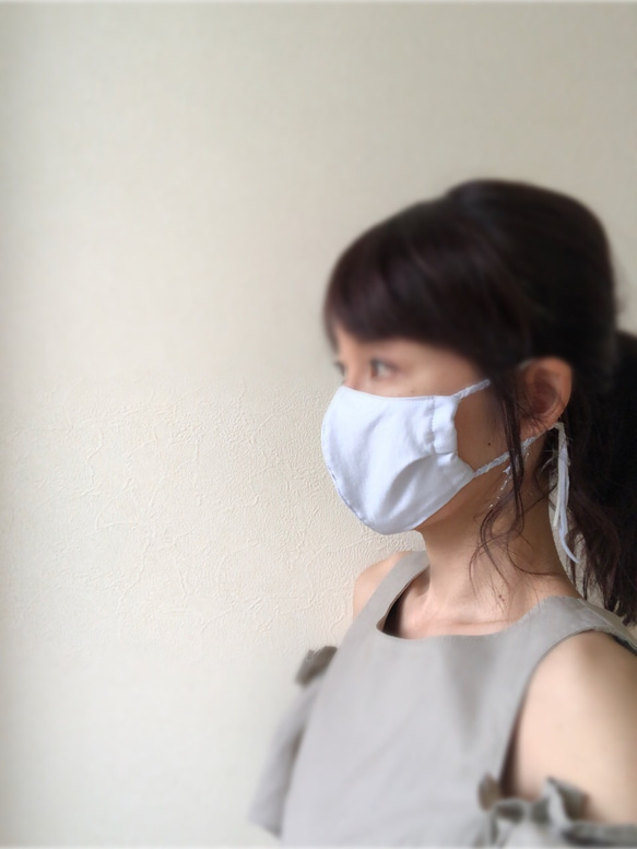 【接触冷感コットン】飾り付き夏マスク premium gelato mask リバーシブル ～ミルティーユ セザム～ 8枚目の画像