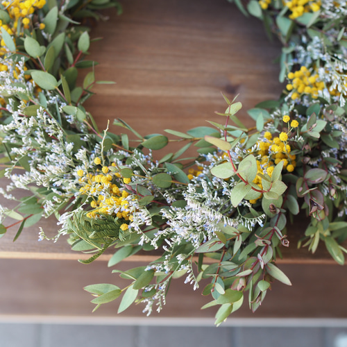 ミモザ リース30 ドライフラワー hanaasobi YUKI 通販 8487593｜Creema