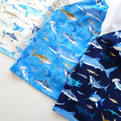 ■セミオーダー■サメ柄の夏用スモック 80～140サイズ 10枚目の画像