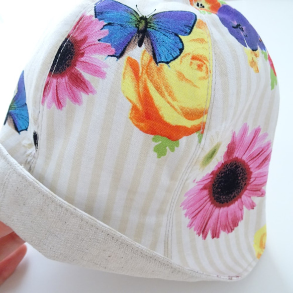 花と蝶リバーシブル帽子 44～60サイズ 6枚目の画像