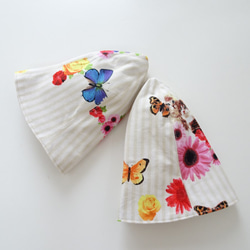 花と蝶リバーシブル帽子 44～60サイズ 3枚目の画像