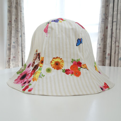 花と蝶リバーシブル帽子 44～60サイズ 8枚目の画像