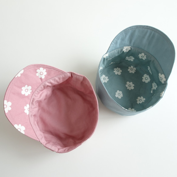くすみカラーの花柄キャップ帽 46～56サイズ 4枚目の画像