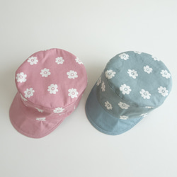 くすみカラーの花柄キャップ帽 46～56サイズ 5枚目の画像