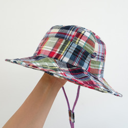 キッズ★パッチワークチェック帽子【カウボーイタイプ】　54サイズ 2枚目の画像