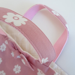 ■キルティング裏地付き■小さなお花のレッスンバッグ《くすみピンク》 7枚目の画像