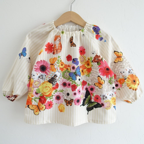 花と蝶～長袖スモック 80～120サイズ 子供服 *norie 通販｜Creema 