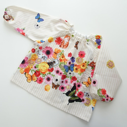 花と蝶～長袖スモック 80～120サイズ 子供服 *norie 通販｜Creema 