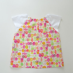 選べる袖・サイズ・ポケット・ループ❤️リボンちょうちょ《ピンク×白》の夏用スモック 80～160サイズ 2枚目の画像