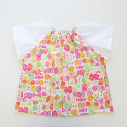 選べる袖・サイズ・ポケット・ループ❤️リボンちょうちょ《ピンク×白》の夏用スモック 80～160サイズ 6枚目の画像